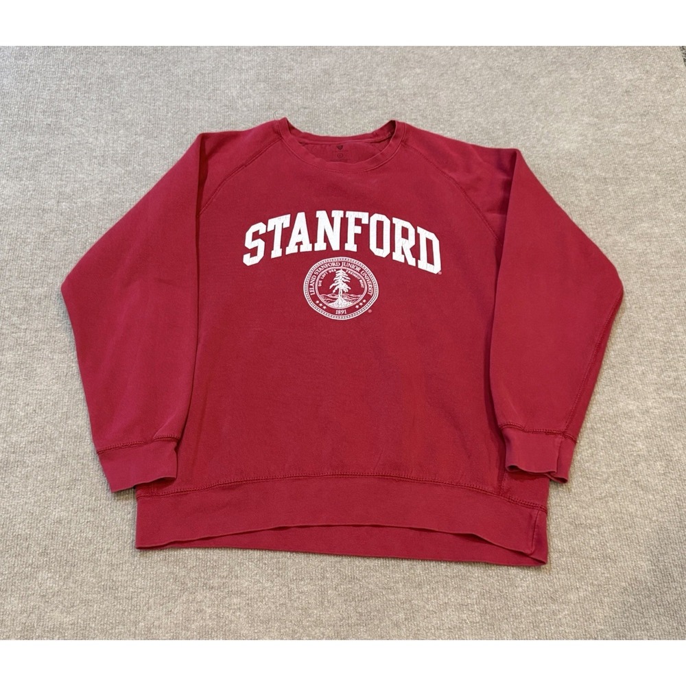Stanford University NCAA Sweatshirt Mens Large Red Crewneck Pullover Y2K Library